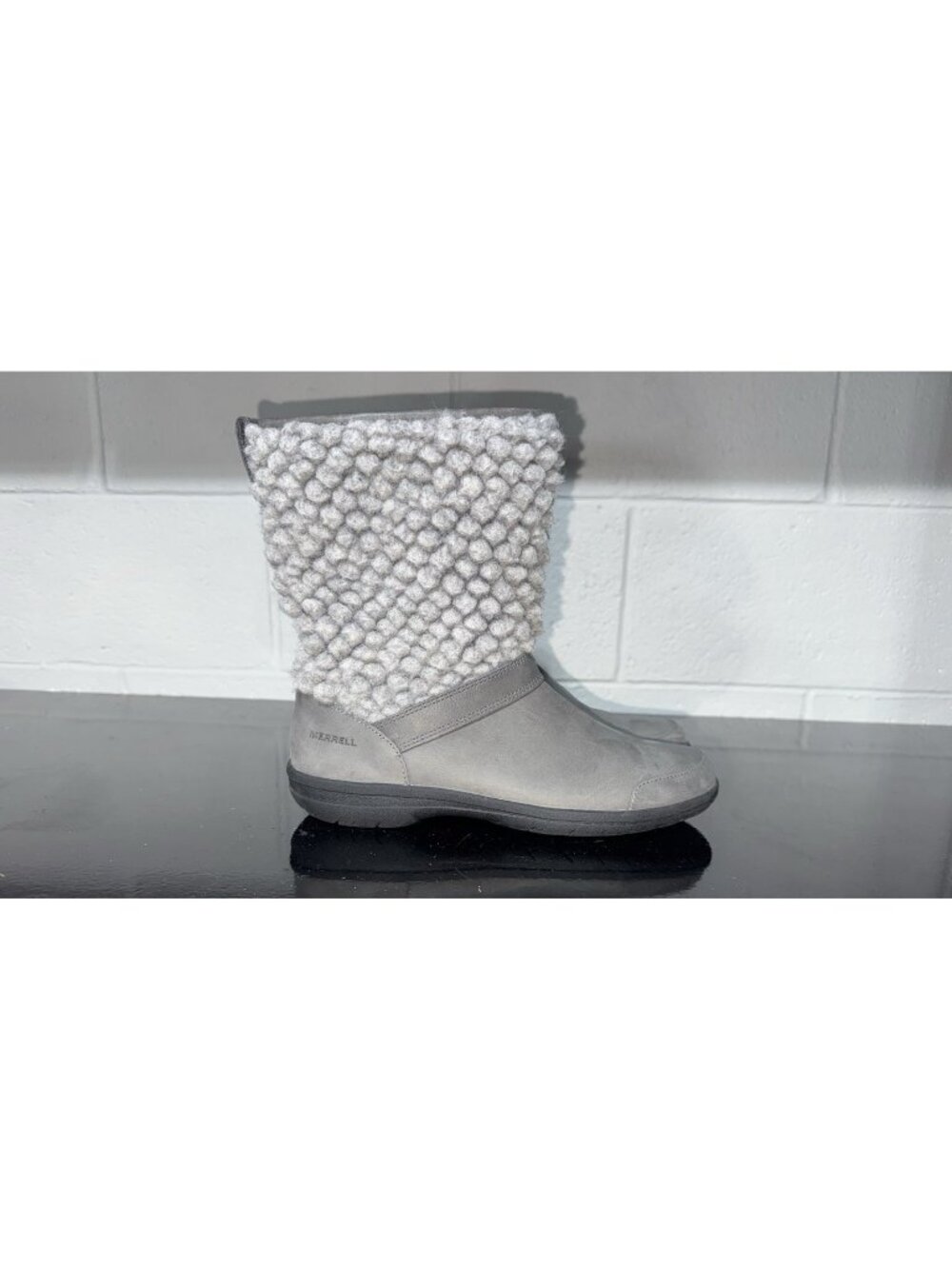 Merrell Encore Kassie Tall Womens Zip Leather Wool Fashion Boots Size 9 Gray